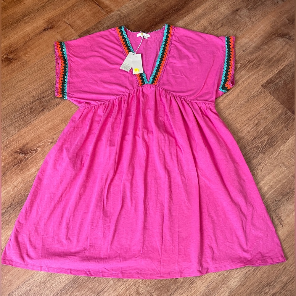 NWT Boden crochet cotton pockets dress 22 24 V neck‎ pink resort boho beach - Picture 8 of 15